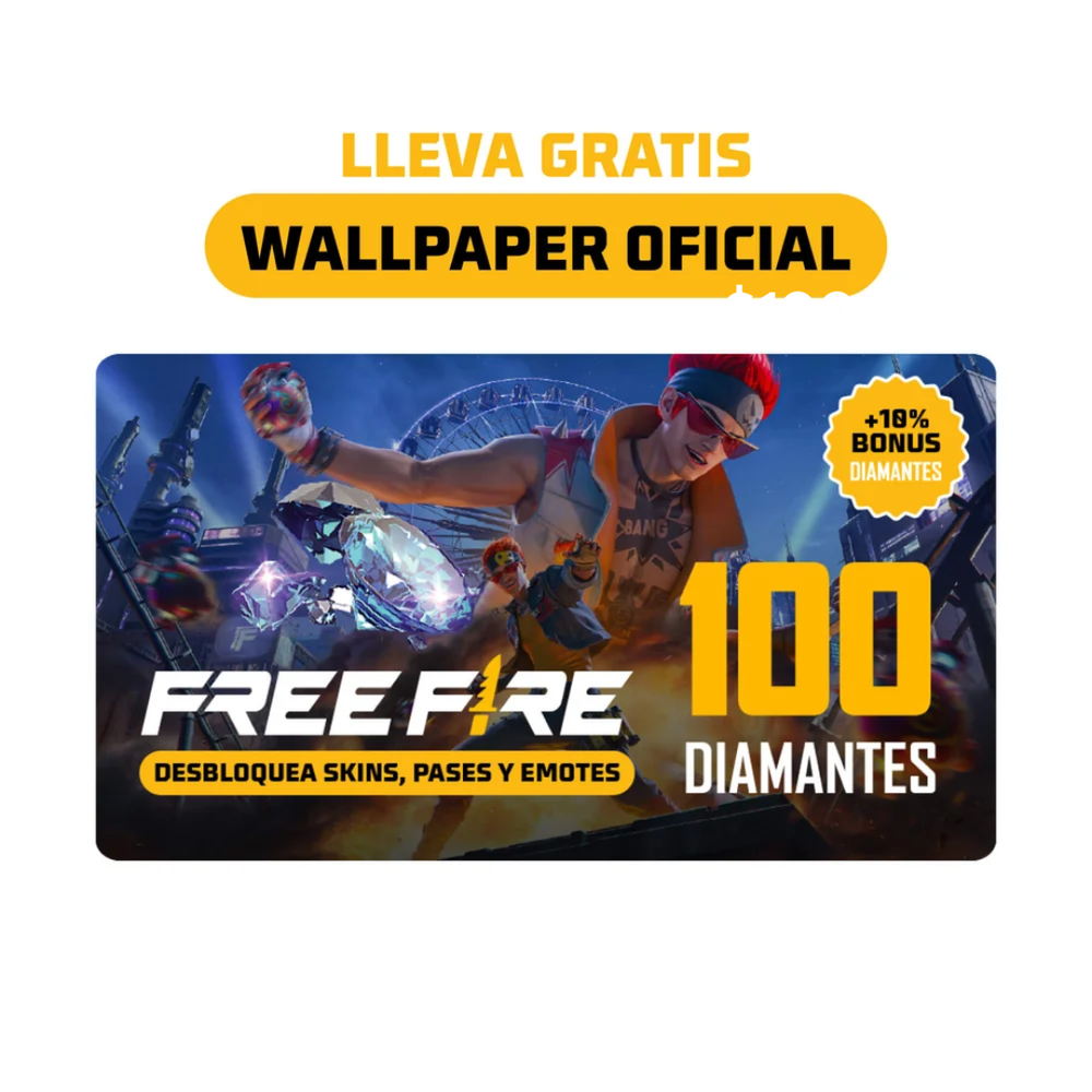 Tarjeta Prepagada Garena Free Fire 100 Diamantes – Desbloquea Skins Exclusivas & Artículos