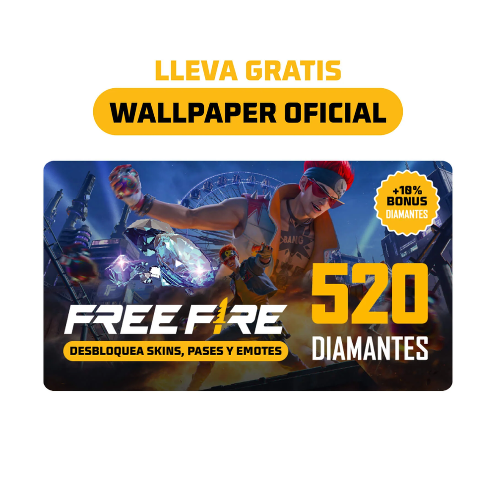 Tarjeta Prepagada Garena Free Fire 520 Diamantes – Desbloquea Skins Exclusivas & Más