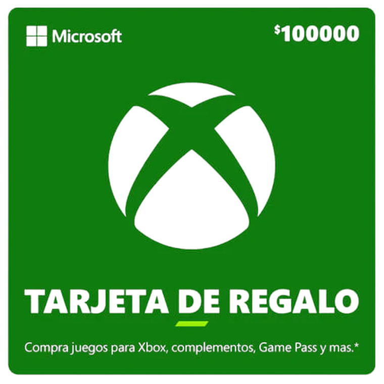 Tarjeta Regalo Xbox 100.000 COP – Juegos, Suscripciones y Entretenimiento