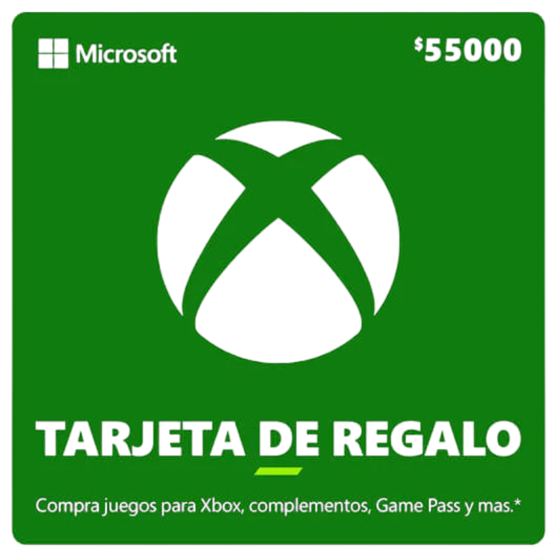 Tarjeta Regalo Xbox 55.000 COP – Juegos, Complementos y Entretenimiento