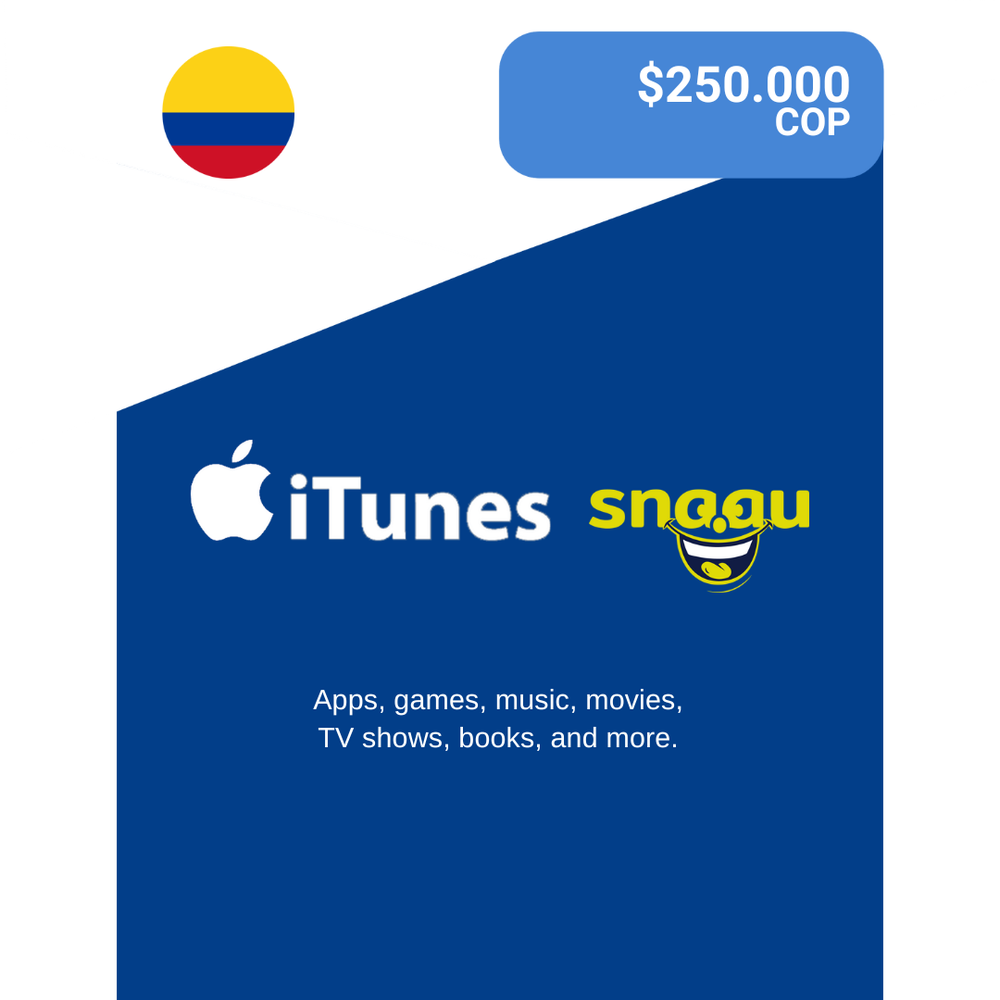 Tarjeta De Regalo ITunes Colombia $250,000 COP – Crédito Instantáneo Para Juegos, Contenido En El Juego Y Más