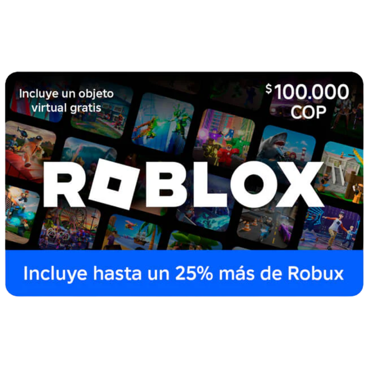 Pin Digital Roblox $100.000 – Obtén un 25% Más de Robux y Recompensas Exclusivas